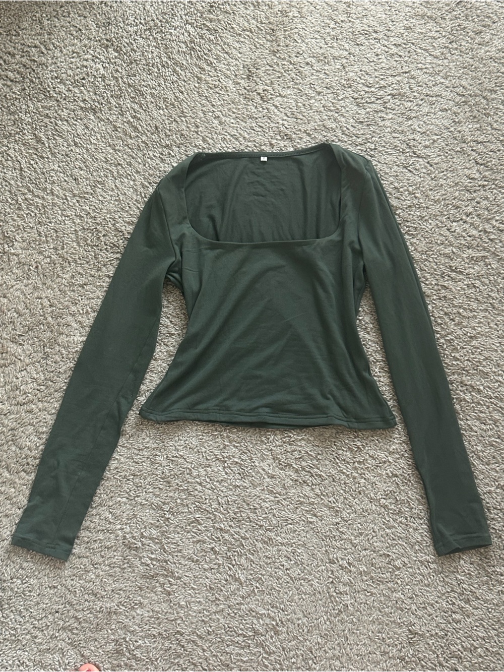 dark green long sleeve square neck top